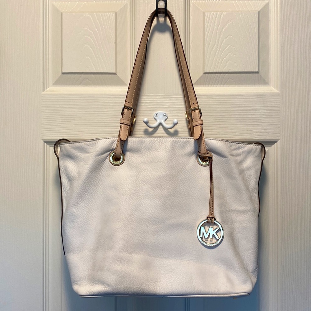 Michael Kors Off White Pebble Leather Tote Bag